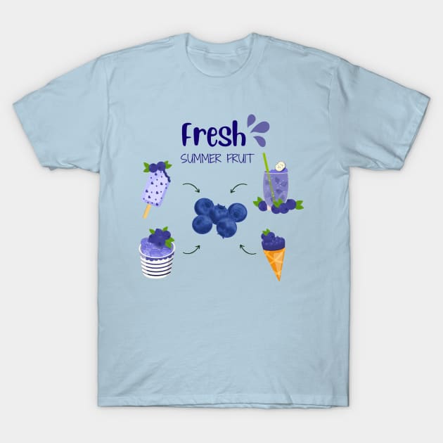 Blueberry Fresh Summer Fruit T-Shirt by SalxSal